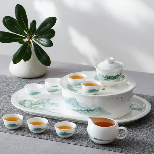12头绿水青山骨瓷茶具套装 商品图4