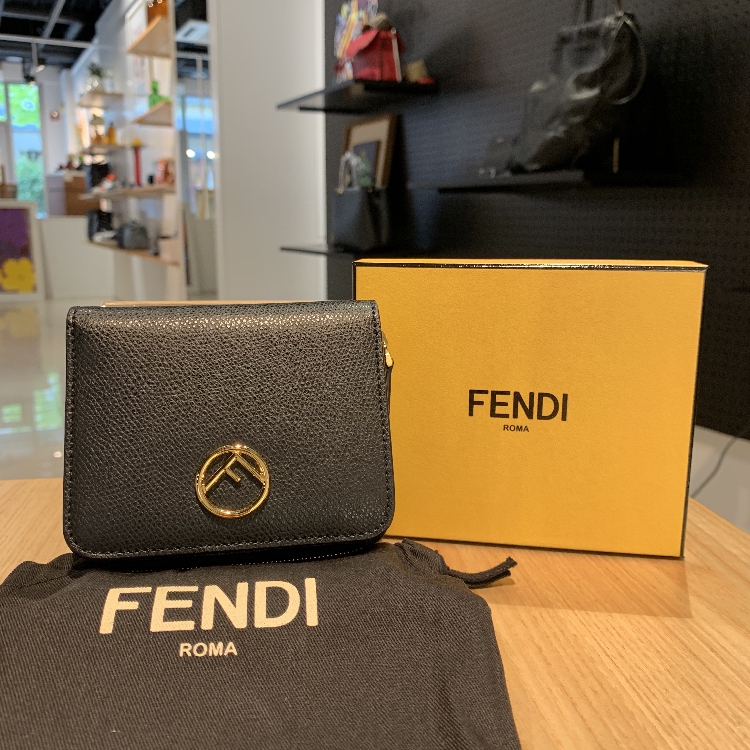 FENDI芬迪F logo black cruise zip wallet(8M0407 A18B F0KUR)JPY带授权招加盟代理
