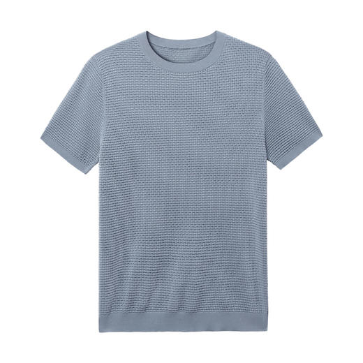 墨麦客男装2020夏季纯色新款圆领短袖针织T恤男士桑蚕丝体恤7729 商品图3
