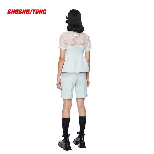 SHUSHU TONG2020春夏新款浅绿色透明编绳吊带收腰平口抹胸上衣女 ss20to03pl200gn100 商品图4