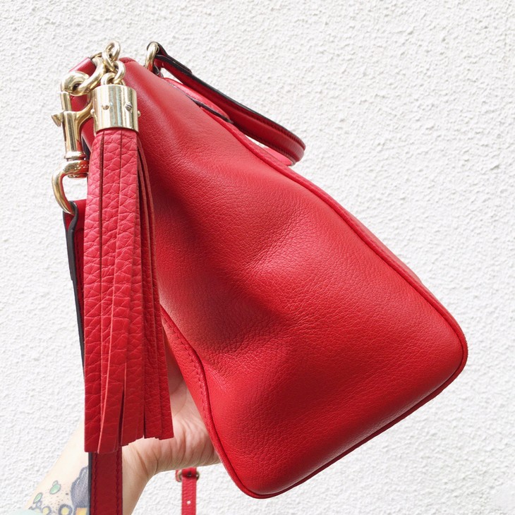 gucci古驰 soho红色荔61皮枝69流苏手提肩背包