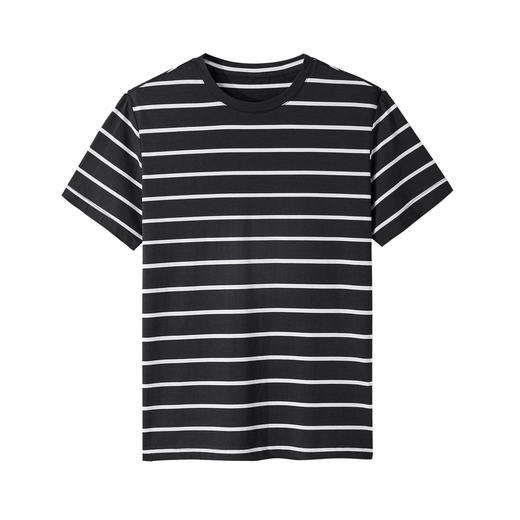 墨麦客男装夏季新款圆领黑白条纹T恤男短袖休闲运动宽松体恤7363 商品图3