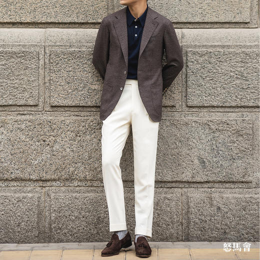 Reda ATTO Super 110's 勃艮第红小方格纹全麻衬单西 商品图5