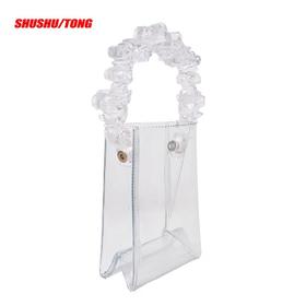 SHUSHU TONG 2020春夏新款树脂3D打印浮雕手柄包包透明手提方包女 ss20ac11pvc001ts100