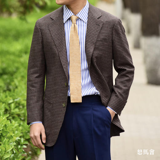 Reda ATTO Super 110's 勃艮第红小方格纹全麻衬单西 商品图0