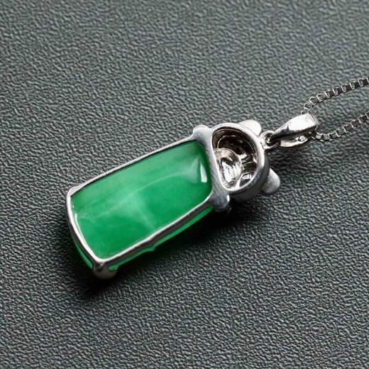 糯冰种阳绿竹报平安节节高升熊猫18k白金黑钻玛瑙镶嵌 商品图3