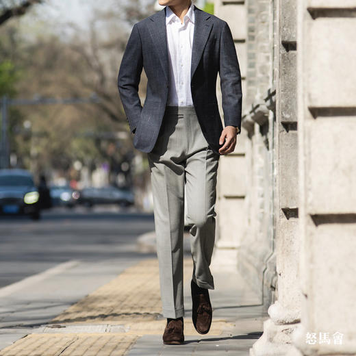 Reda ATTO Super 110's 防污不易皱蓝色亲王格全麻衬套装 商品图2