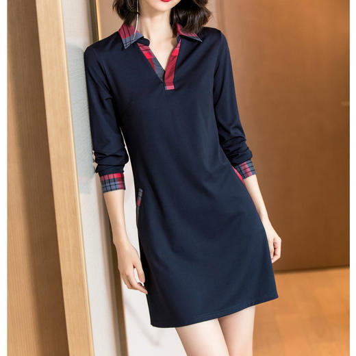 DL-5042春季新款时尚气质拼接一步裙修身显瘦休闲针织连衣裙 商品图1