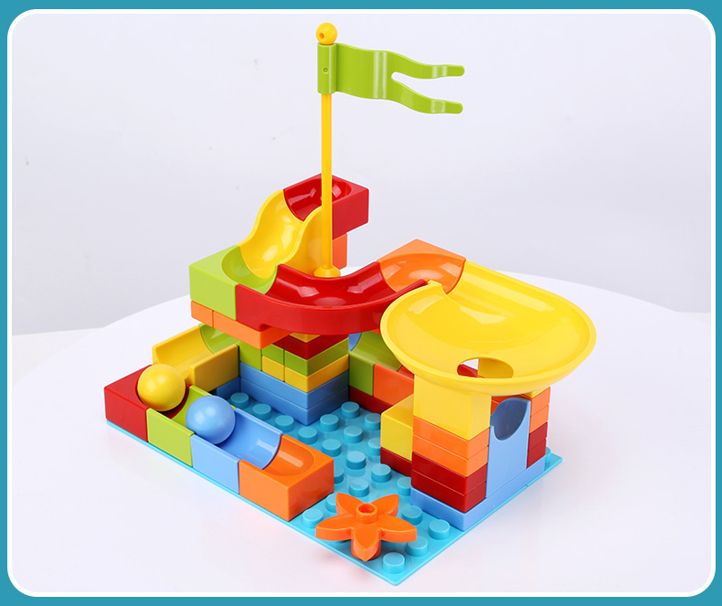 儿童百变滑道积木拼装玩具男孩益智乐高大颗粒散件积木桌智力动脑