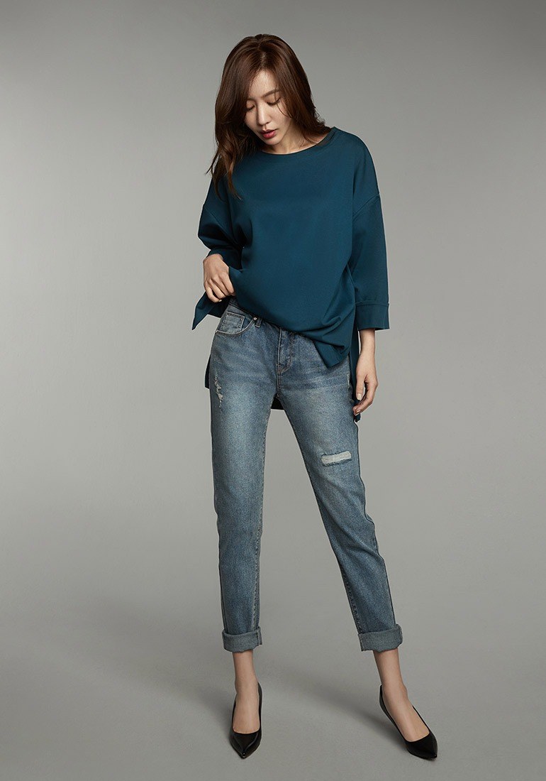 李孝利agedgefall19lycraslimboyfitdenim2types牛仔裤