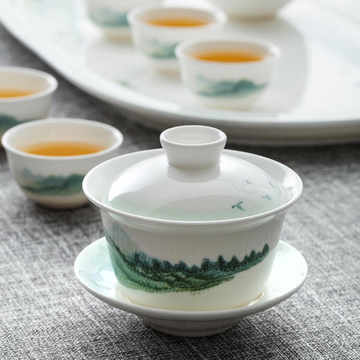 12头绿水青山骨瓷茶具套装 商品图1