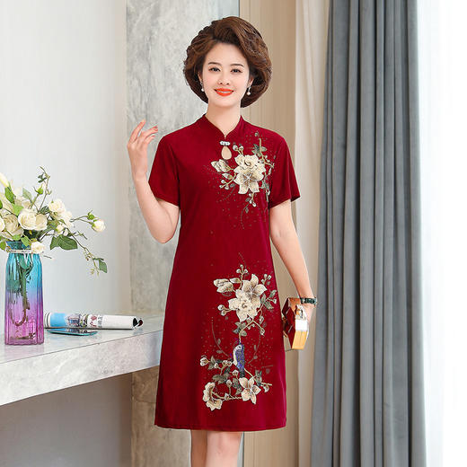 MQ-1099-2015夏装新款洋气大码遮肚显瘦改良长袖连衣裙YY 商品图1