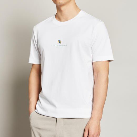 墨麦客男装夏季新款圆领动物刺绣短袖t恤男士白色纯棉体恤衫7367 商品图0