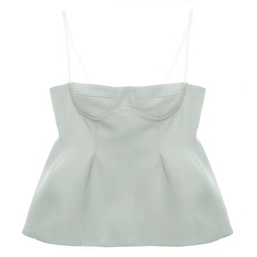 SHUSHU TONG2020春夏新款浅绿色透明编绳吊带收腰平口抹胸上衣女 ss20to03pl200gn100 商品图5