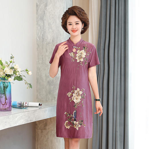 MQ-1099-2015夏装新款洋气大码遮肚显瘦改良长袖连衣裙YY 商品图3