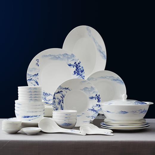 48头山水情骨瓷餐具套装 商品图0