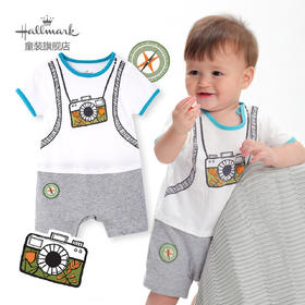 Hallmark贺曼童衣童装夏季新款男婴儿宝宝潮装纯棉假两件短袖连体衣HJ1P0202