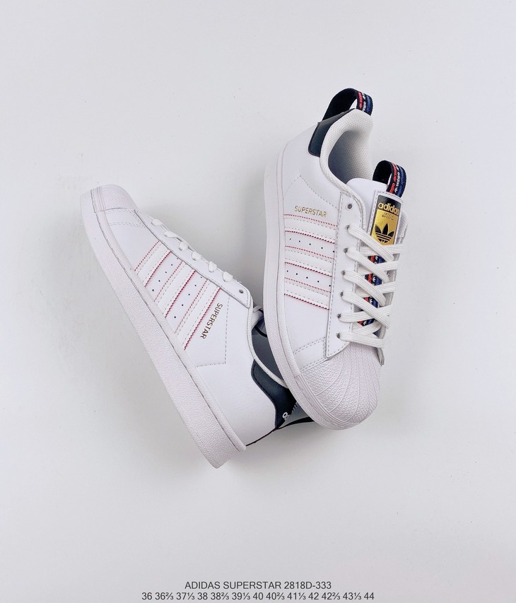 阿迪达斯adidassuperstariiwhiteblackred贝壳头经典百搭休闲运动板鞋