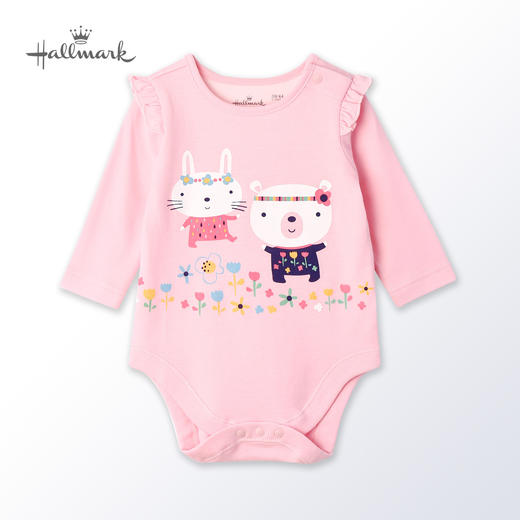 Hallmark贺曼童衣四季女婴儿女宝宝纯棉长袖薄款三角爬包屁衣服两件装HH1F0502 商品图3