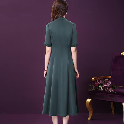 WXY-9839X夏装新款纯色重磅真丝修身大码阔太太大牌a字型连衣裙 商品图2