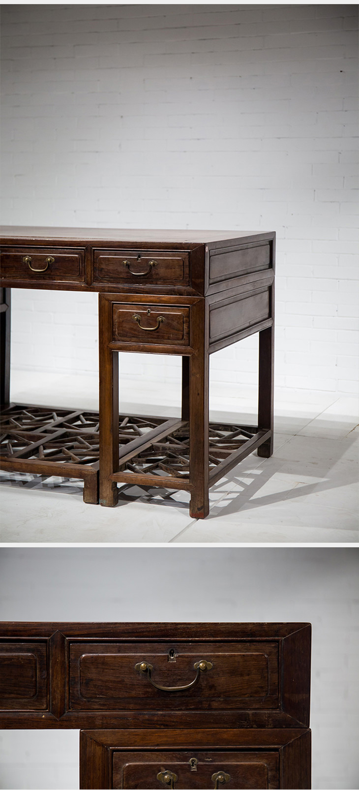 清代 红木六屉写字台 - 明清家具研习社