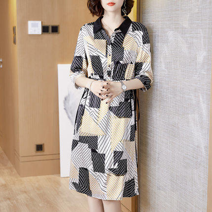 GG 79816条纹印花真丝桑蚕丝连衣裙 商品图3