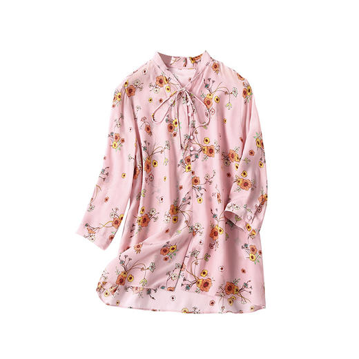 FP-P8180简约淡雅小清新印花真丝衬衫上衣 商品图4