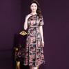 WXY-2807夏装新款垂感高腰气质减龄印花真丝连衣裙 商品缩略图0