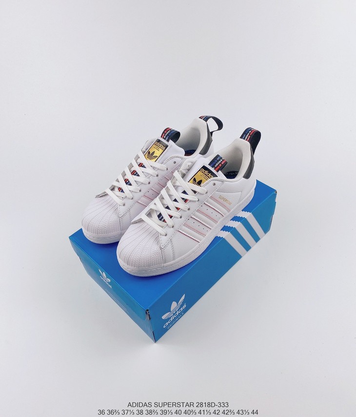 阿迪达斯adidassuperstariiwhiteblackred贝壳头经典百搭休闲运动板鞋