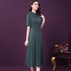 WXY-9839X夏装新款纯色重磅真丝修身大码阔太太大牌a字型连衣裙 商品缩略图1