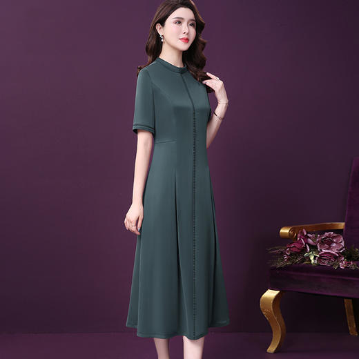 WXY-9839X夏装新款纯色重磅真丝修身大码阔太太大牌a字型连衣裙 商品图1