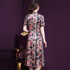 WXY-2807夏装新款垂感高腰气质减龄印花真丝连衣裙 商品缩略图2