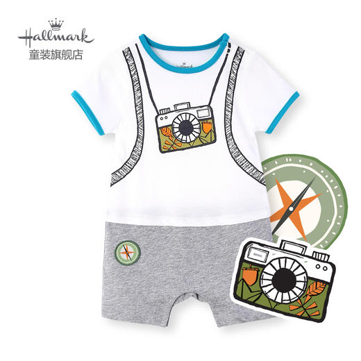 Hallmark贺曼童衣童装夏季新款男婴儿宝宝潮装纯棉假两件短袖连体衣HJ1P0202 商品图2