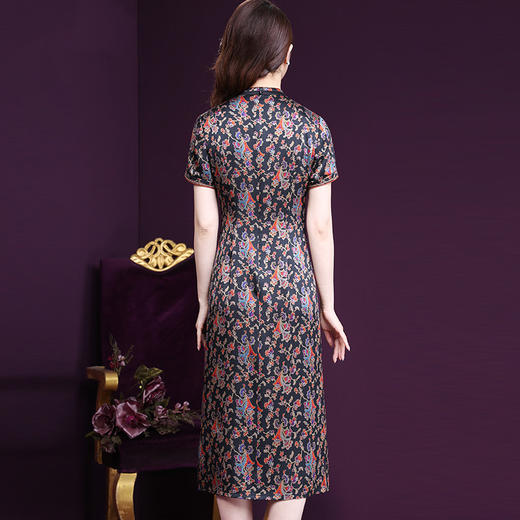 WXY-2818夏装新款民族风印花显瘦大码中长桑真丝连衣裙 商品图2