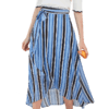 欧芮儿条纹雪纺半身裙女夏季气质不规则薄款系带裙子 商品缩略图5