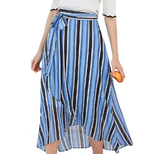 欧芮儿条纹雪纺半身裙女夏季气质不规则薄款系带裙子 商品图5