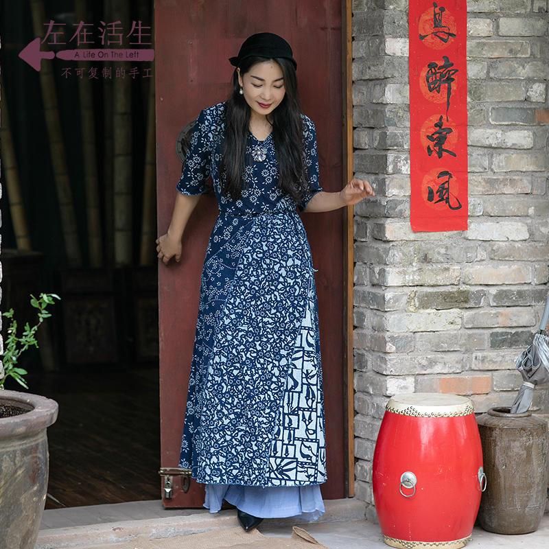 林栖推荐 非遗 植物染 蓝印花布系列原创设计连衣裙水田衣 直播