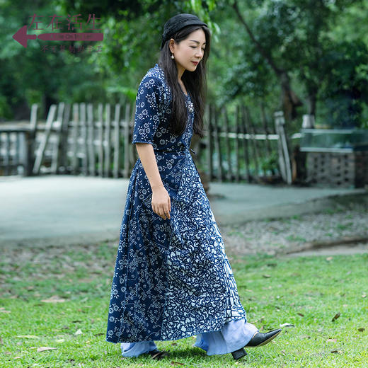 林栖推荐 非遗 植物染 蓝印花布系列原创设计连衣裙水田衣 直播 生活在左微商城