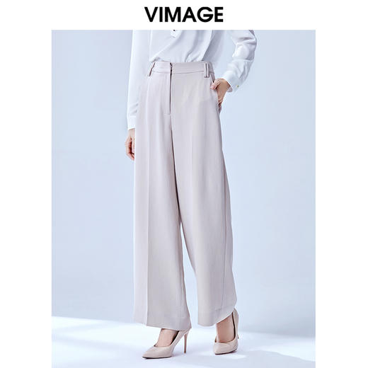 VIMAGE纬漫纪夏款时尚宽松显瘦垂感阔腿裤雪纺轻薄女长裤V1305934 商品图4