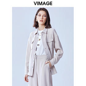 VIMAGE纬漫纪时尚帅气工装风中性风简约衬衫女上衣V1309901