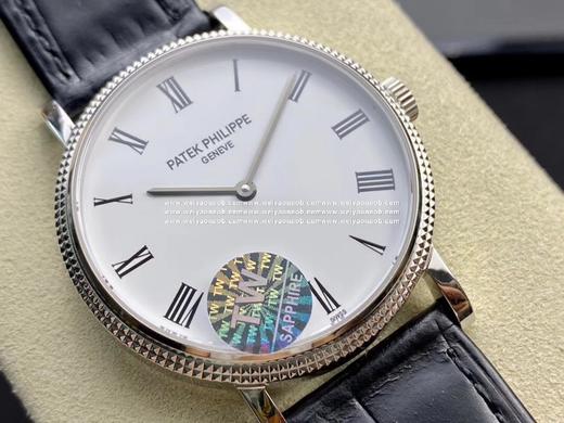 TW 古典 珍珠陀 【最高品质版本】百达翡丽古典表系列5120超薄自动机械表。简约至极 和原装一样的偏心珍珠陀机芯复制表。 鳄鱼皮表带，烧搪瓷盘面，包白金。仿表界第一枚偏心摆陀  百达翡丽古典5120 商品图2