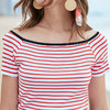欧芮儿夏装条纹针织衫女显瘦短袖T恤女百搭上衣CSXWP916286 商品缩略图3