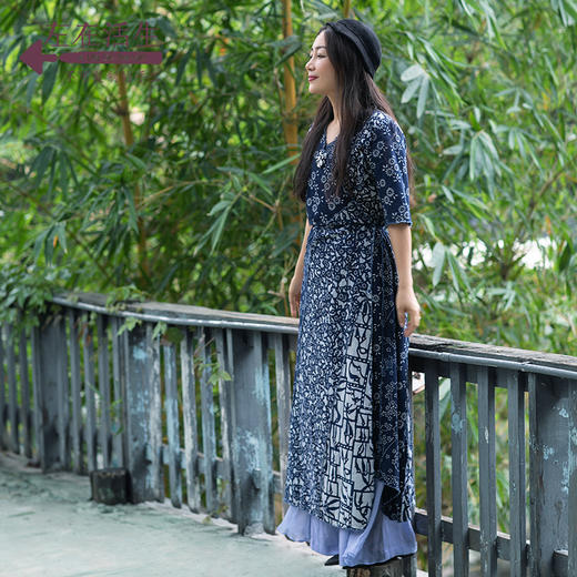 林栖推荐 非遗 植物染 蓝印花布系列原创设计连衣裙水田衣 直播 生活在左微商城