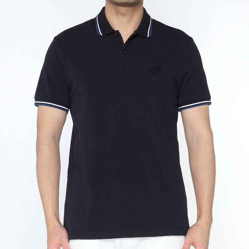 Marco Azzali 黑色小豹头刺绣POLO衫 T5259200