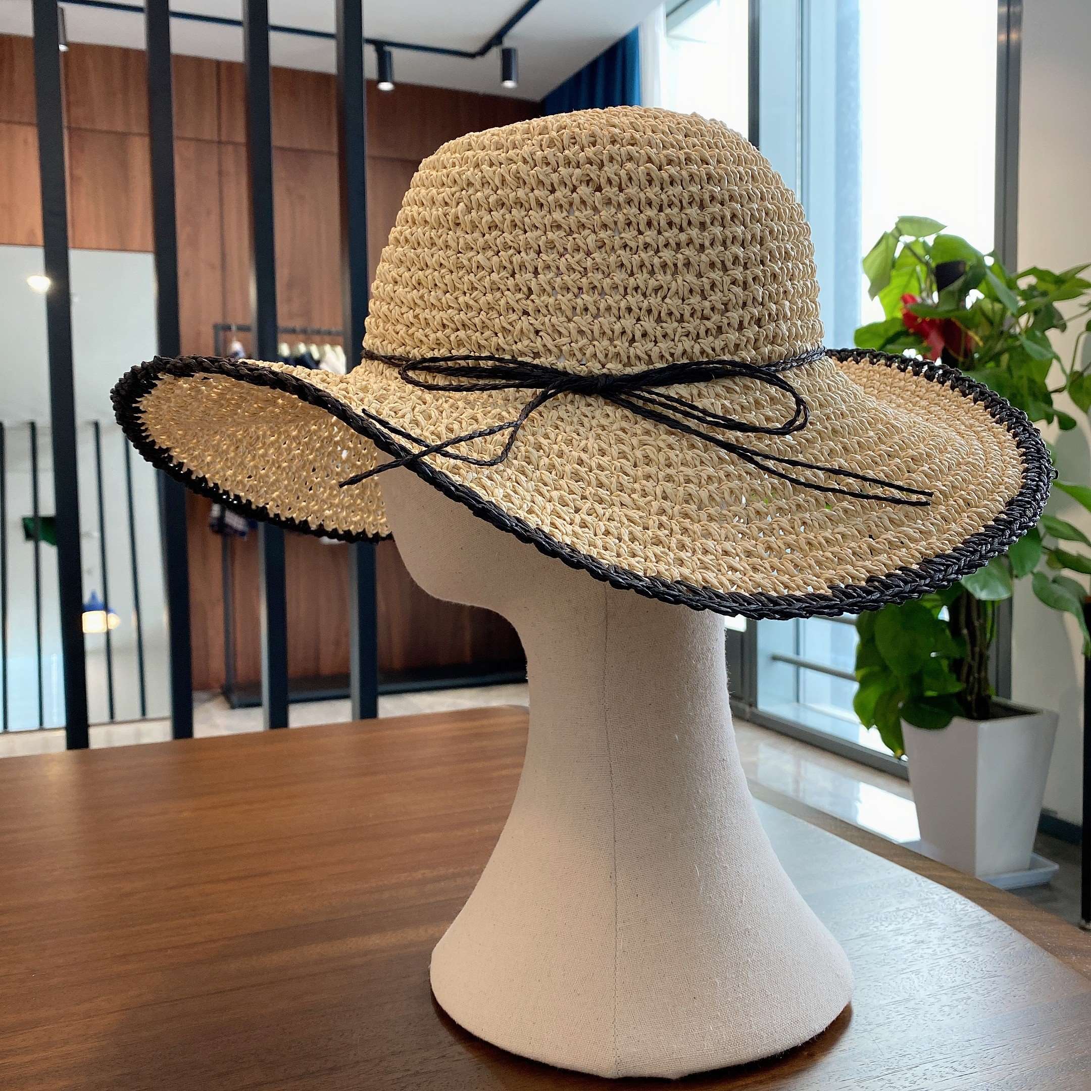 出口手工编织宽檐草帽