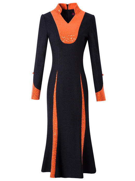 FMY-28237新款名媛显瘦修身中长款呢子鱼尾裙子 商品图2