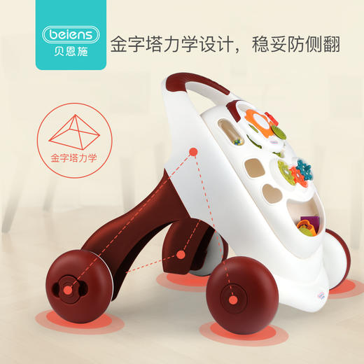 贝恩施婴儿学步车手推车 可调速宝宝助步车防侧翻儿童玩具6-18月 商品图3
