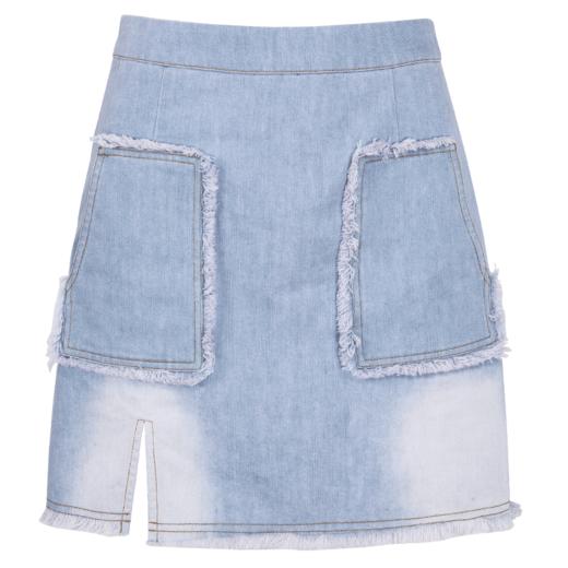 欧芮儿超显瘦口袋牛仔半身裙女水洗收腰a字短裙子 商品图4