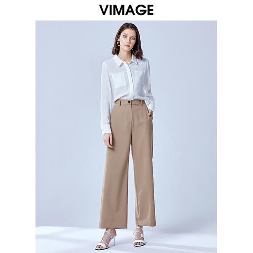 VIMAGE纬漫纪夏款时尚干练职业纯色百搭显瘦雪纺衬衫女薄V1309911 商品图2