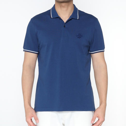Marco Azzali 藏青色小豹头刺绣POLO衫 T5259601 商品图0